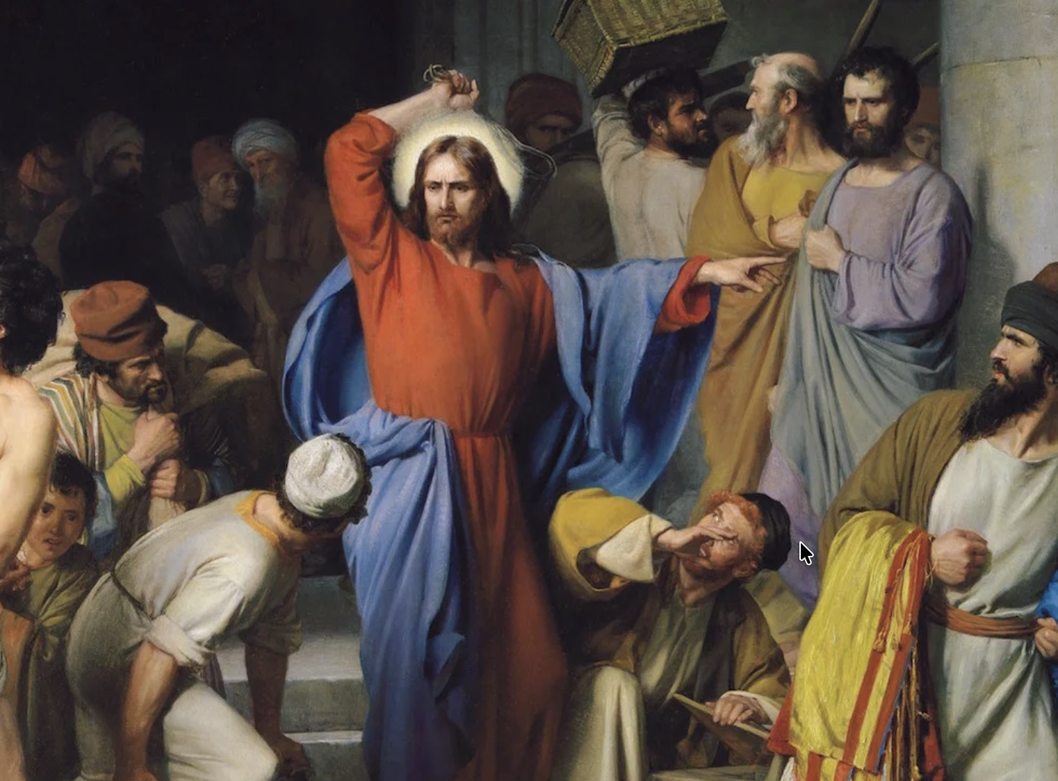 Jesus cleanses the temple.