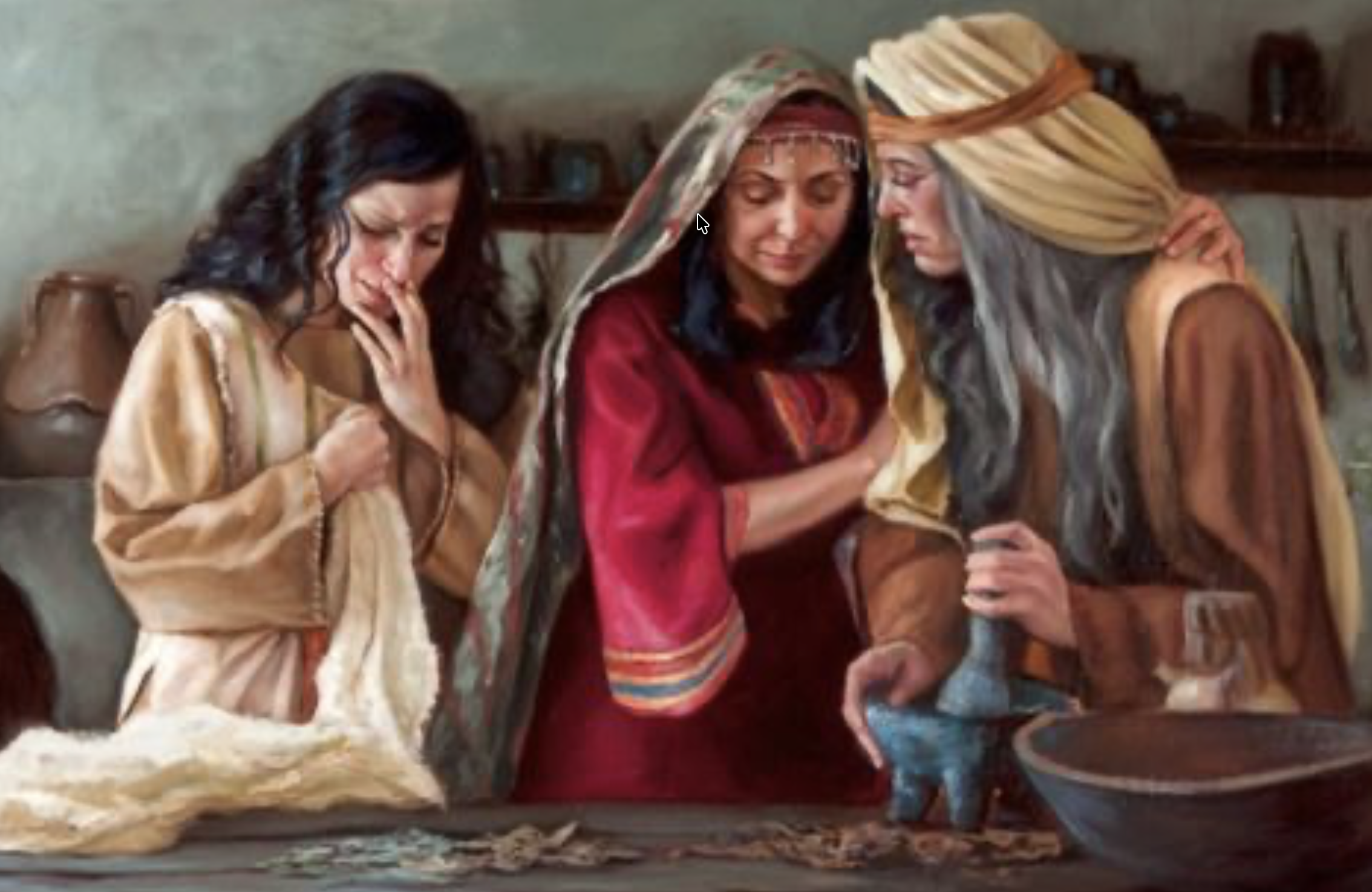 Women prepare spices for Jesus.